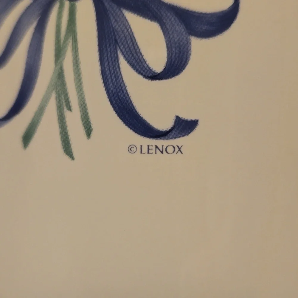 Beautiful Lenox Floral Ceramic Mug with Blue Ribbon Design